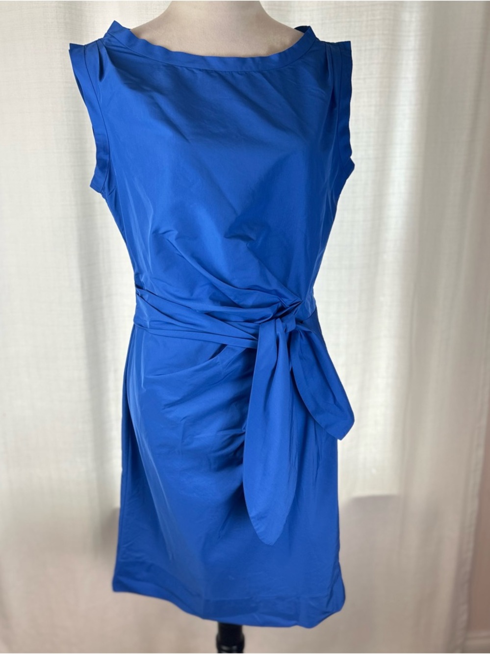 Diane Von Furstenberg Cobalt Blue Sleeveless Midi Dress with Side Knot Size‎ 8